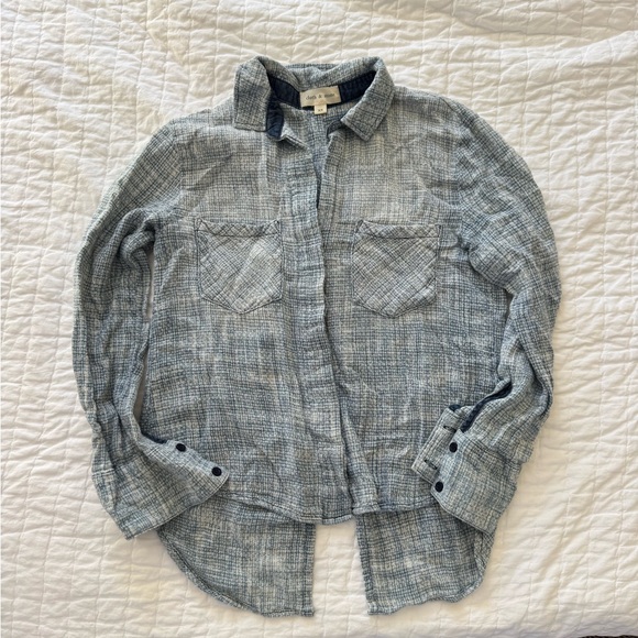 cloth & stone Tops - Cloth & Stone Textured Blue Shirt - 100% Cotton